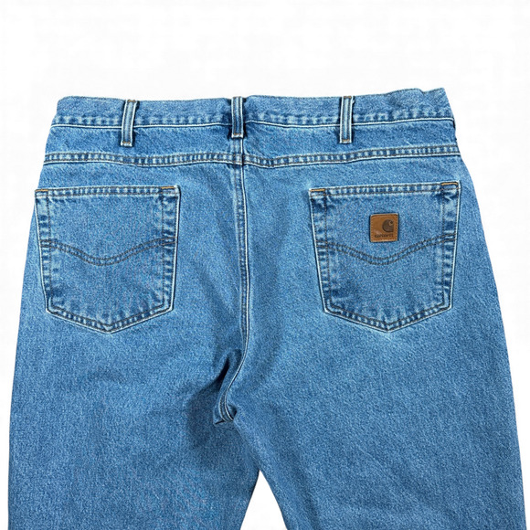 Carhartt Jeans Mens 38x30 Blue Stonewash Relaxed Fit B18 Straight Workwear Denim - Picture 6 of 9